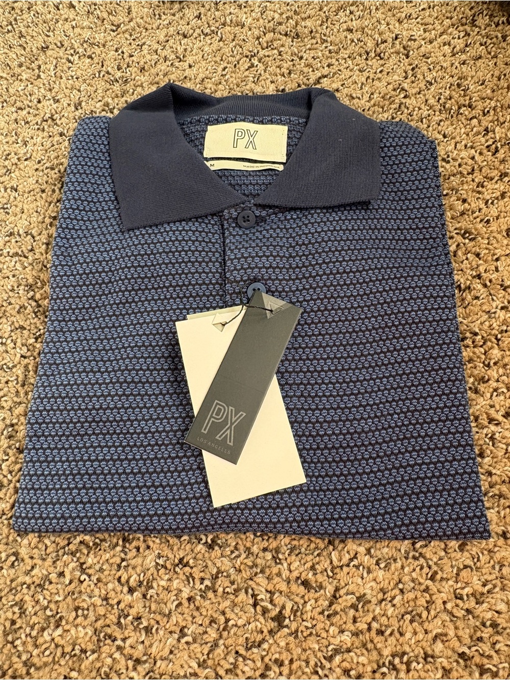 NWT PX Los Angeles Men's Blue Textured Polo Shirt